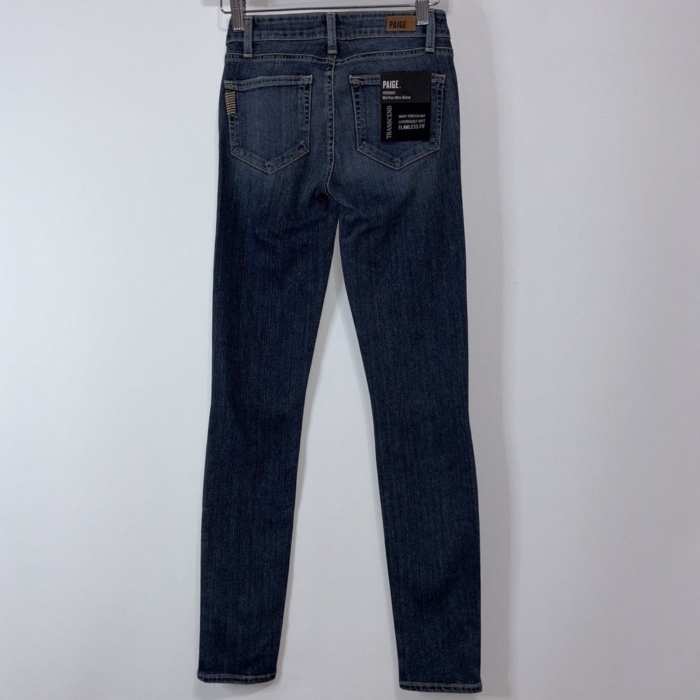 PAIGE Verdugo Mid Rise Ultra Skinny Distressed Jeans Blue Size 23 - Picture 9 of 12